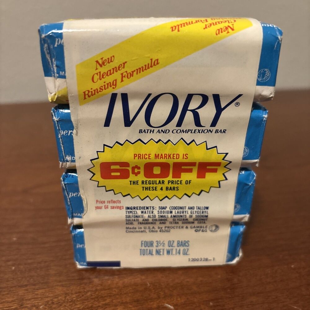 Vintage Ivory Soap Personal Size Four 3 1/2 oz Bars Promo 6 Cents Off